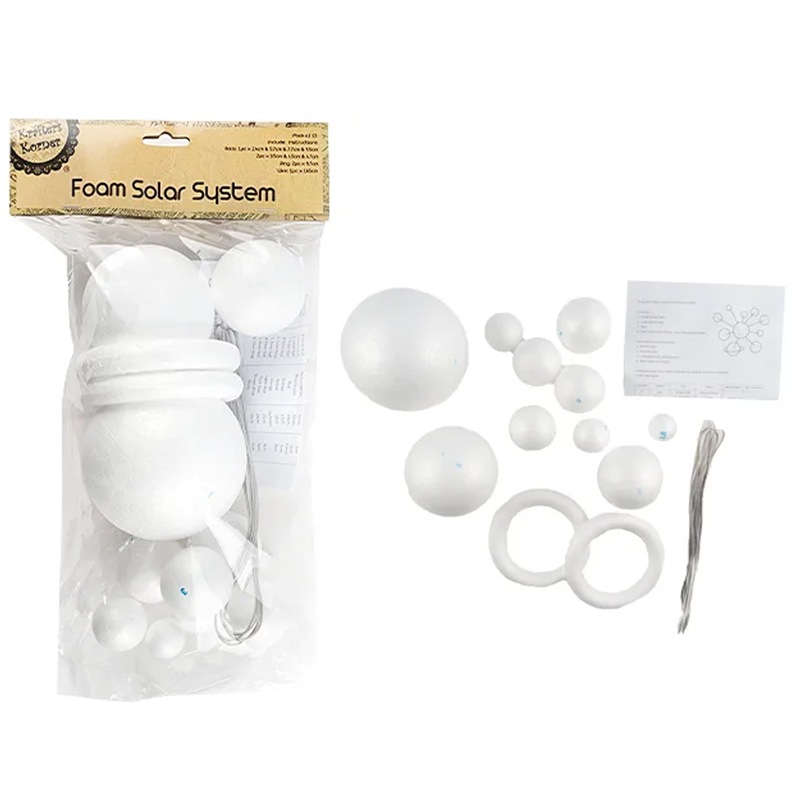Buy Set Of 13 x White Polystyrene Styrofoam Foam Ball Solar System Art ...