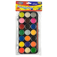 TWIN PACK WATER COLOUR COLOR PAINTS W PAINT BRUSH APPLICATOR 21 ASSORTED COLORS