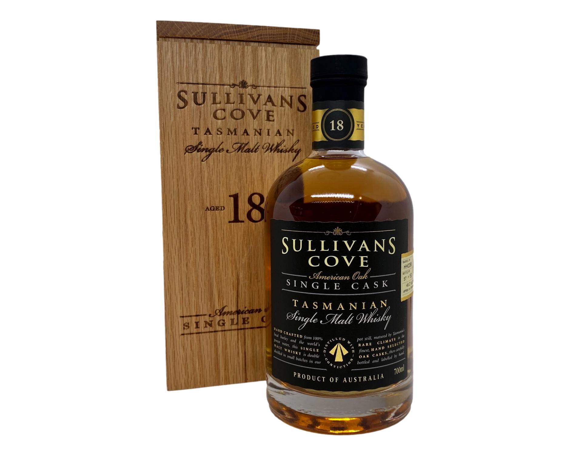 Sullivans Cove 18 YO American Oak Barrel Single Cask Single Malt Whisky 700mL (Barrel No. HH0296) @ 49.2% abv