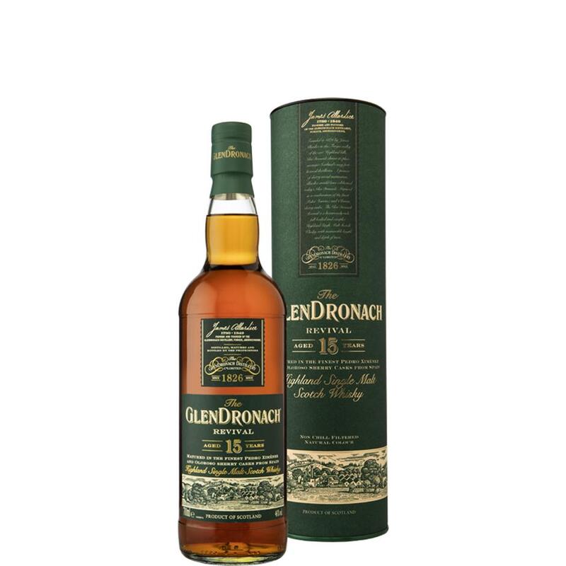 The GlenDronach Revival 15 YO Single Malt scotch whisky 700mL @ 46 % abv 