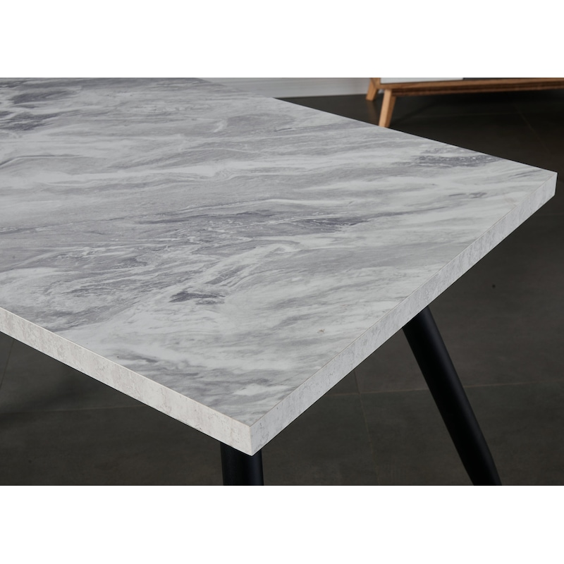 Ainpecca 1x Rectangular Dining Table Faux Marble White Look Black Steel Leg For Home Office Commercial Place Buy Rectangular Dining Tables 2907404