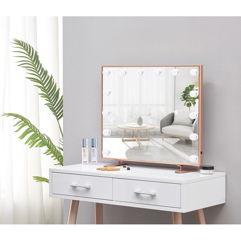 Buy AINPECCA 1X Rose Gold Vanity Mirror AL Frame 60x50cm Hollywood