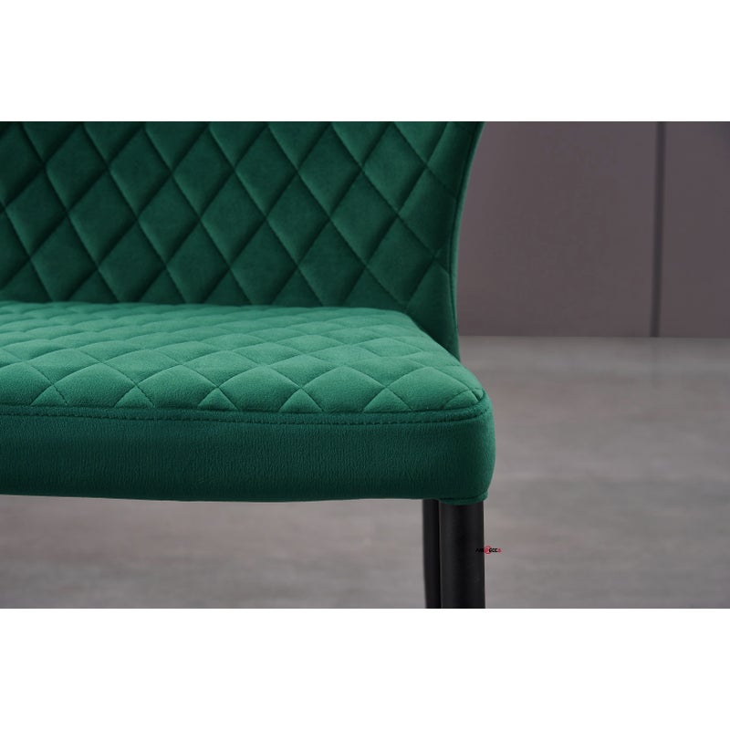 AINPECCA 2x Green Velvet Guest chair dinning chair Black Metal Legs For