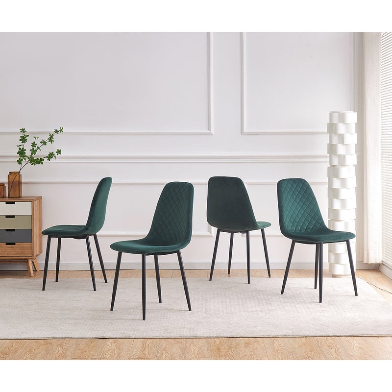 Ainpecca 4x Green Velvet Guest Chair, Dining Room Chairs Metal Legs