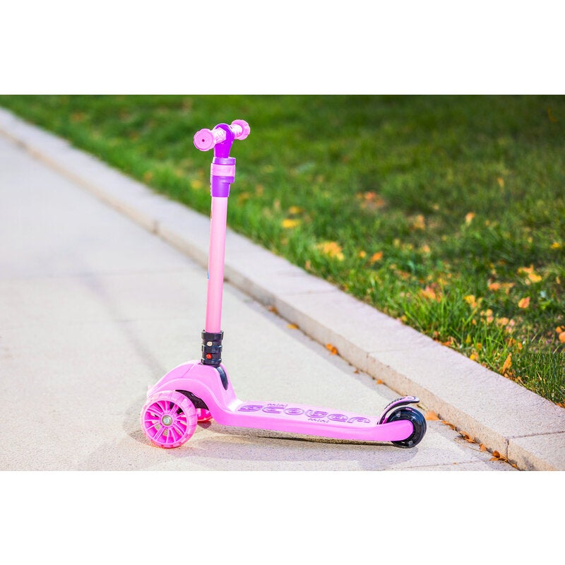 Kids Scooter Pink/Blue/Red Foldable 3 Wheels With LED Flash Kick Push Scooter Aluminum T Bar Adjustable