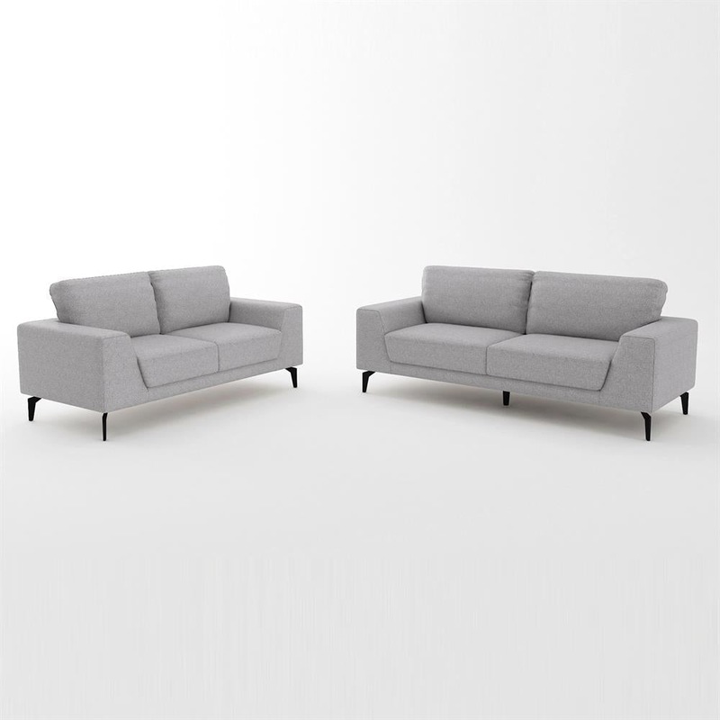 Buy 3+2 Seater Sofa Light Grey Fabric Lounge Set for Living Room Couch