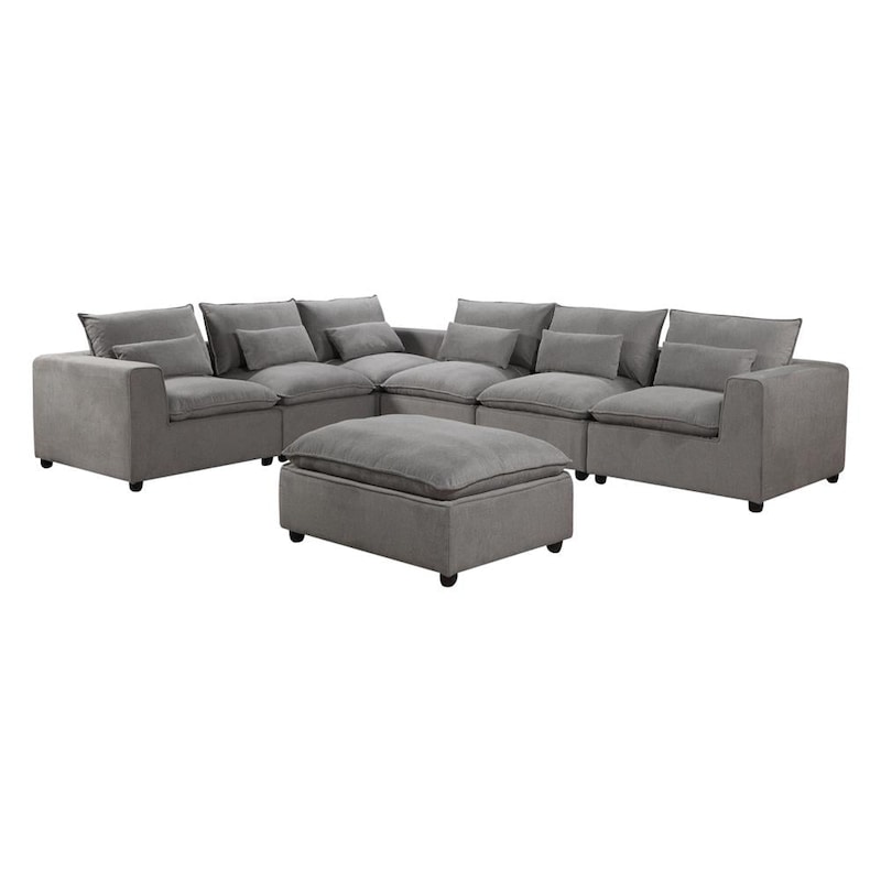 Buy 6 Seater Cloud Sectional Sofa in Belfast Fabric Grey Living Room ...