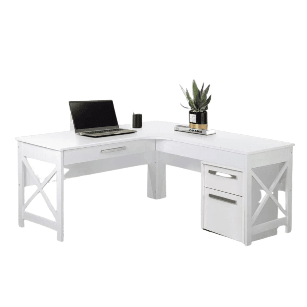 Distressed white on sale computer desk