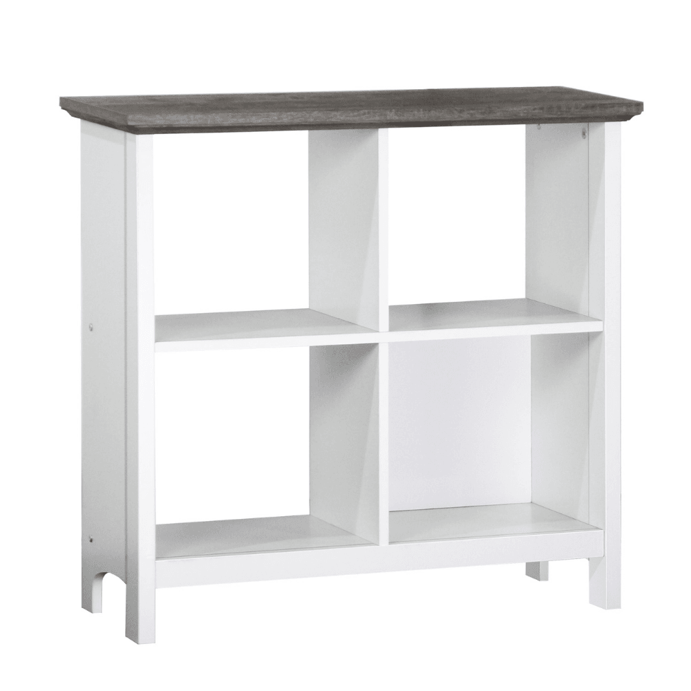 Beanca 4-Cube Bookshelf Low Bookcase Display Cabinet - Grey Oak & White