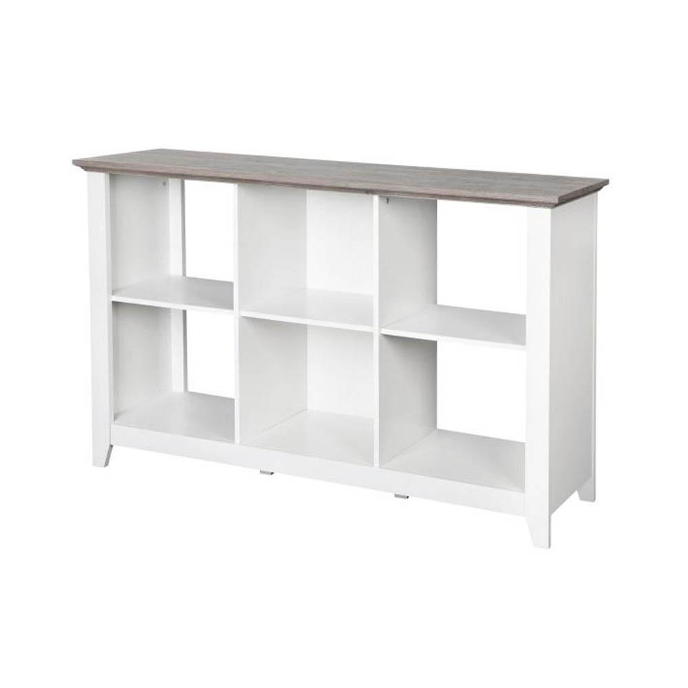 Broweville 6 Cubic Organizer Bookcase Display Cabinet - Grey Oak & White