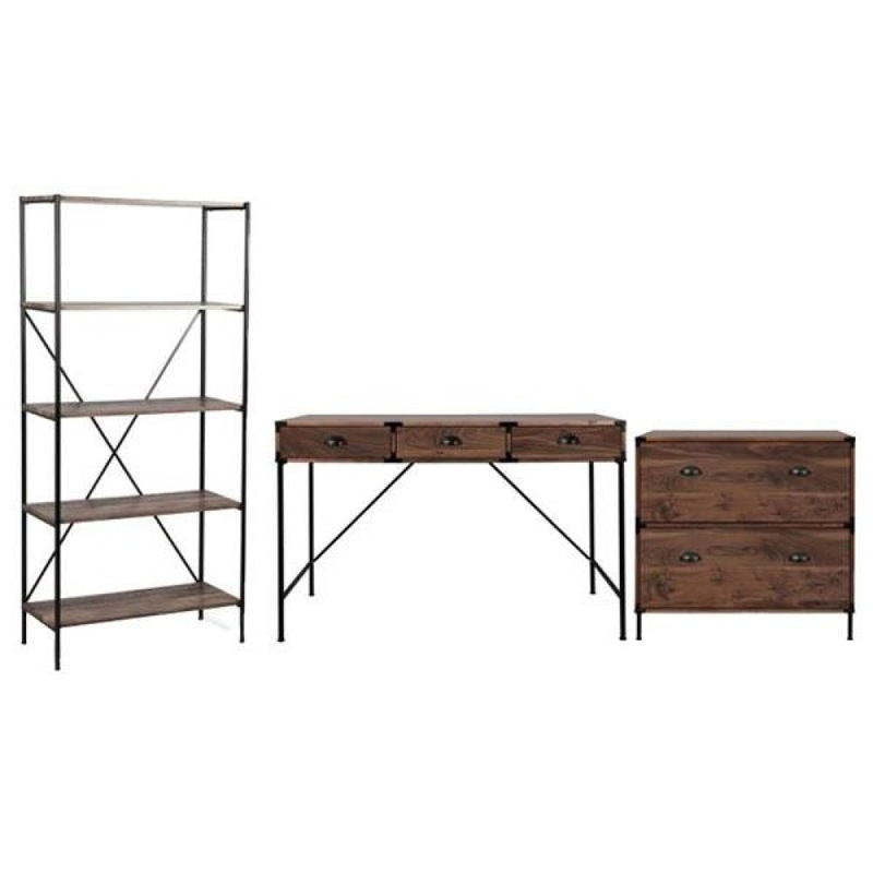 Buy Brunei 3PC Home Office Writing Desk Set Brown & Aged Black MyDeal