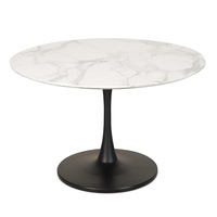 Raimon Furniture Cecil Round Dining Table Marble Effect 120cm - Matte Black Frame - White Sevella