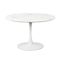 Raimon Furniture Cecil Round Dining Table Marble Effect 120cm - White Sevella