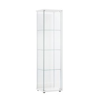 Design Square Dejaro Modern 4-Tier Display Shelf Storage Cabinet W/ 1-Door - Glass/White