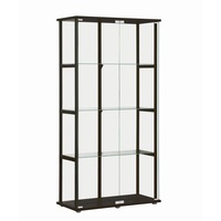 Design Square Dejaro Modern 4-Tier Display Shelf Storage Cabinet W/ 2-Doors - Glass/Black