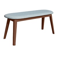 Design Square Fabric Linen Dining Kitchen Bench Seat Wooden Legs Mint/Walnut