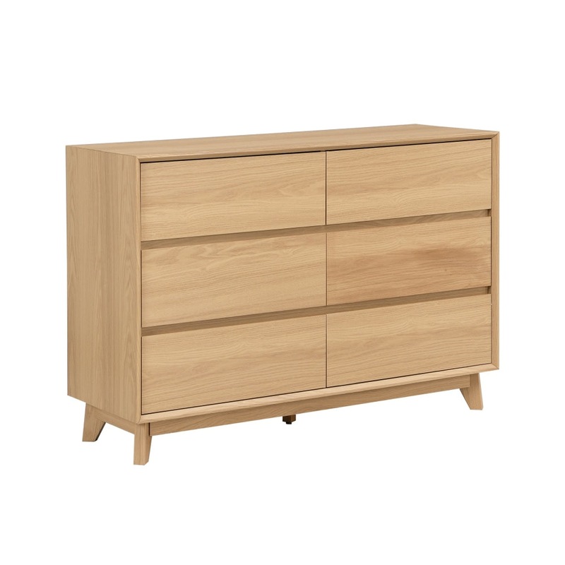 Buy Hannah Wooden Dresser Chest Of 6Drawers Storage Oak MyDeal