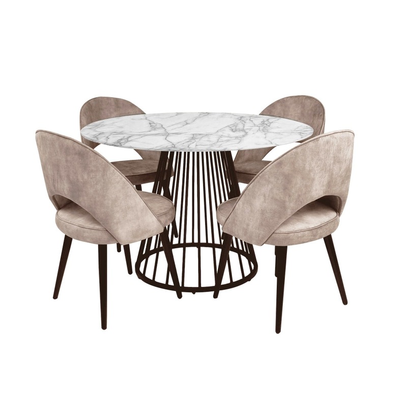 Buy HomeStar 5Pc Dining Set Liverpool Round Dining Table 110cm White W