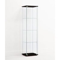 Design Square Jude 4-Tier Glass Display Shelf Storage Cabinet - Glass/Black