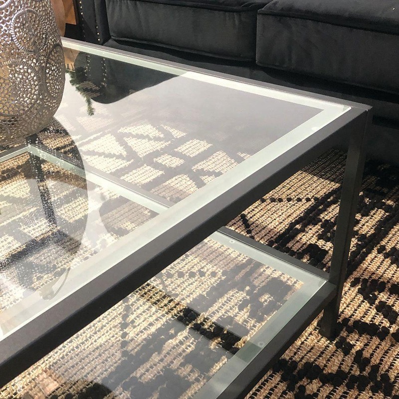 Homestar Krystof Square Coffee Table Black Metal Frame Glass Top Mydeal Homestar Krystof Square Coffee Table, Square Glass Side Table Australia