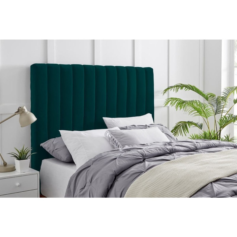 Buy London Fabric Velvet Cushion Bed Head Headboard Queen Size Emerald MyDeal