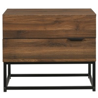 Design Square Lucia Nightstand Bedside Side Table W/ 2-Drawers - Walut