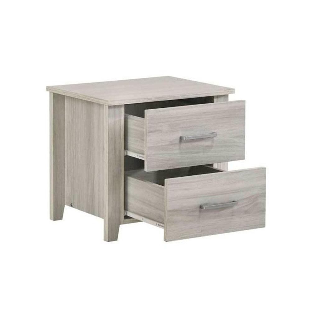 Maze 2-Drawers Nightstand Bedside End Lamp Table - White Oak