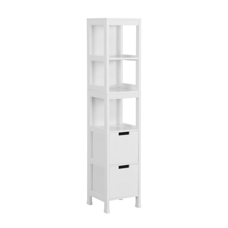Buy Mila Bathroom Tower Storage W/ 3Shelves 2Drawers White