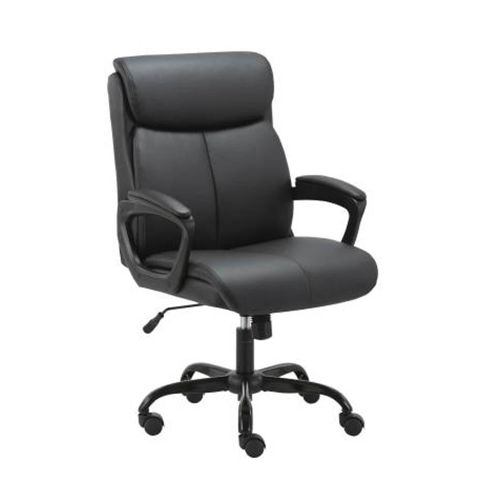 Puresoft PU Leather Soft Padded Mid-Back Office Chair - Black