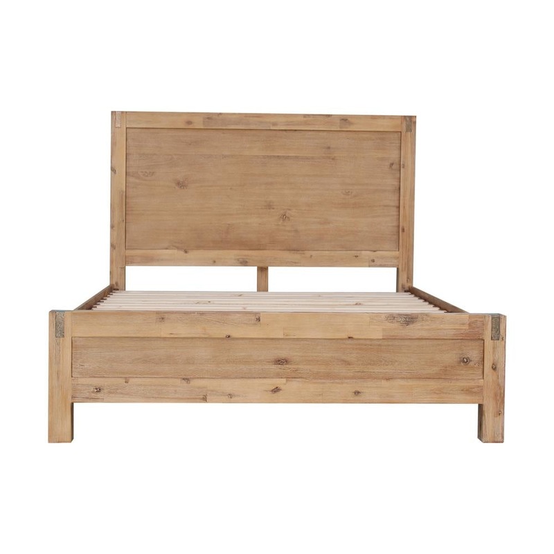Buy Bed Frame Double Size in Solid Wood Veneered Acacia Bedroom Timber