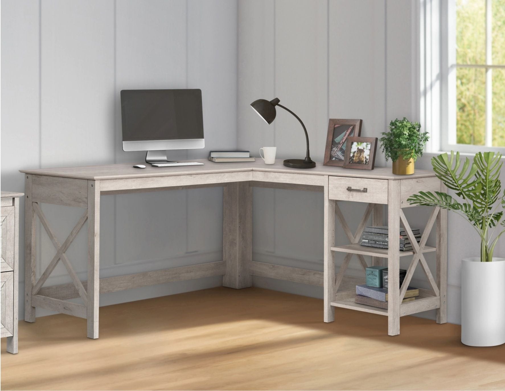 grey wash l shaped desk