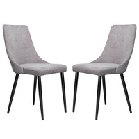 Raimon Furniture Set of 2 Arty Fabric Dining Chair Black Metal Legs - Grey