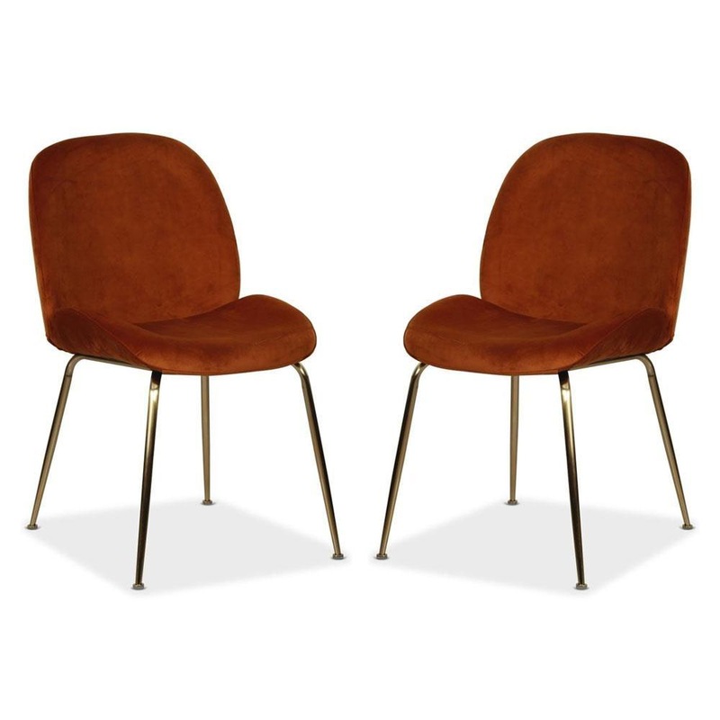 Buy Set of 2 Casa Velvet Fabric Dining Chair Gold Legs Rust MyDeal