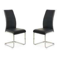 Raimon Furniture Set of 2 Giara Faux Leather Dining Chair Chrome Legs - Black