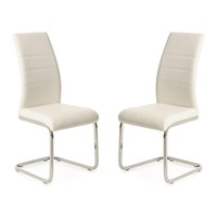 Raimon Furniture Set of 2 Giara Faux Leather Dining Chair Chrome Legs - White