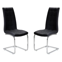 Raimon Furniture Set of 2 Hanson Faux Leather Dining Chair - Chrome Legs - Black