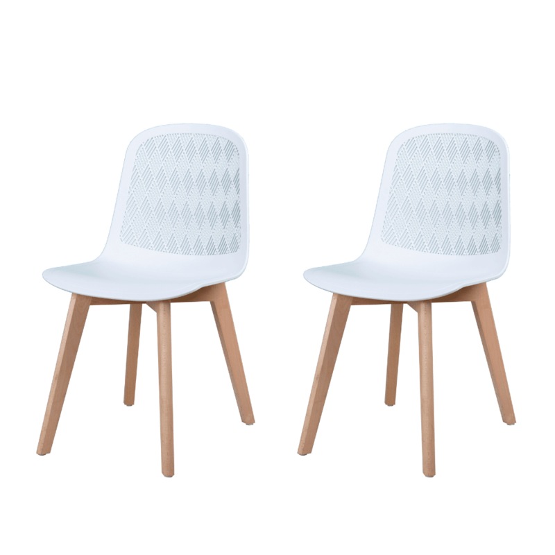 Buy Set Of 2 Jonas PP Kitchen Dining Chairs Wooden Legs White/Oak MyDeal