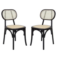 Raimon Furniture Set Of 2 Sofia Rattan Kitchen Dining Side Chair - Black