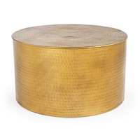 Titan Golden Hammered Metal Round Coffee Table