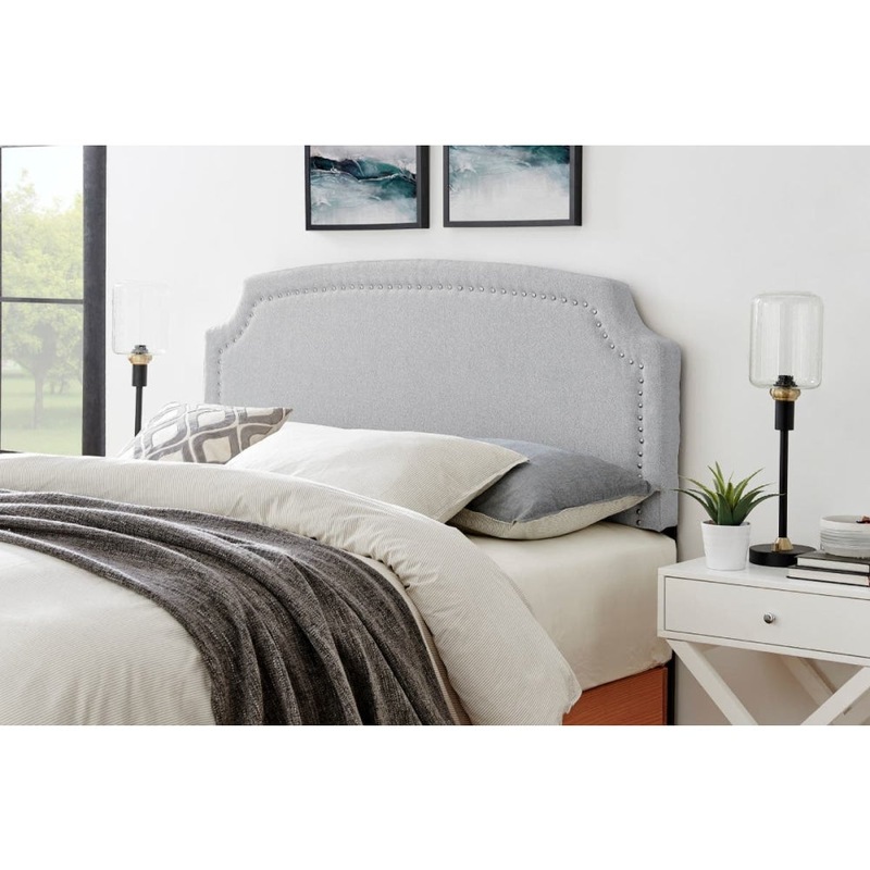 Buy Trinity Fabric Elegant Studded Bed Head Headboard King Light Grey