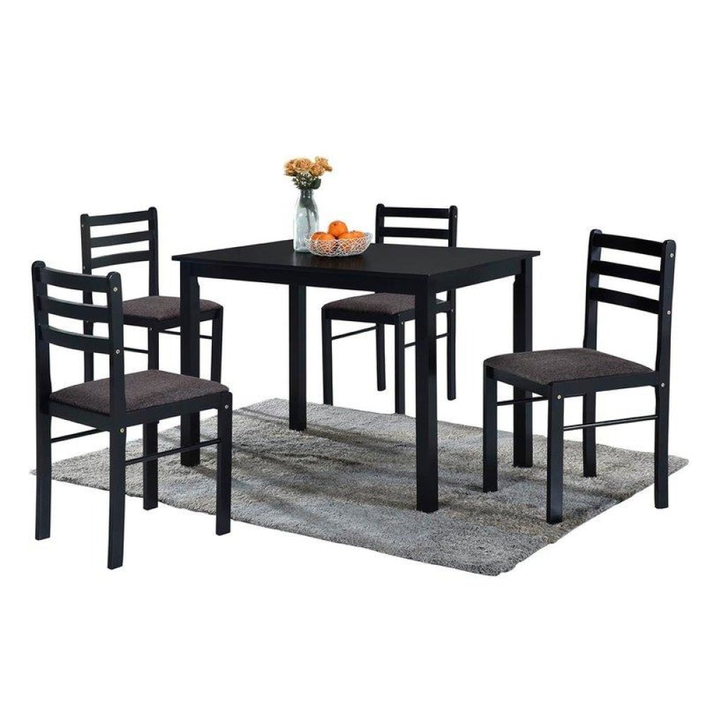 5Pc Dining Set Rectangular Dining Table 110cm With 4 Dining Chairs