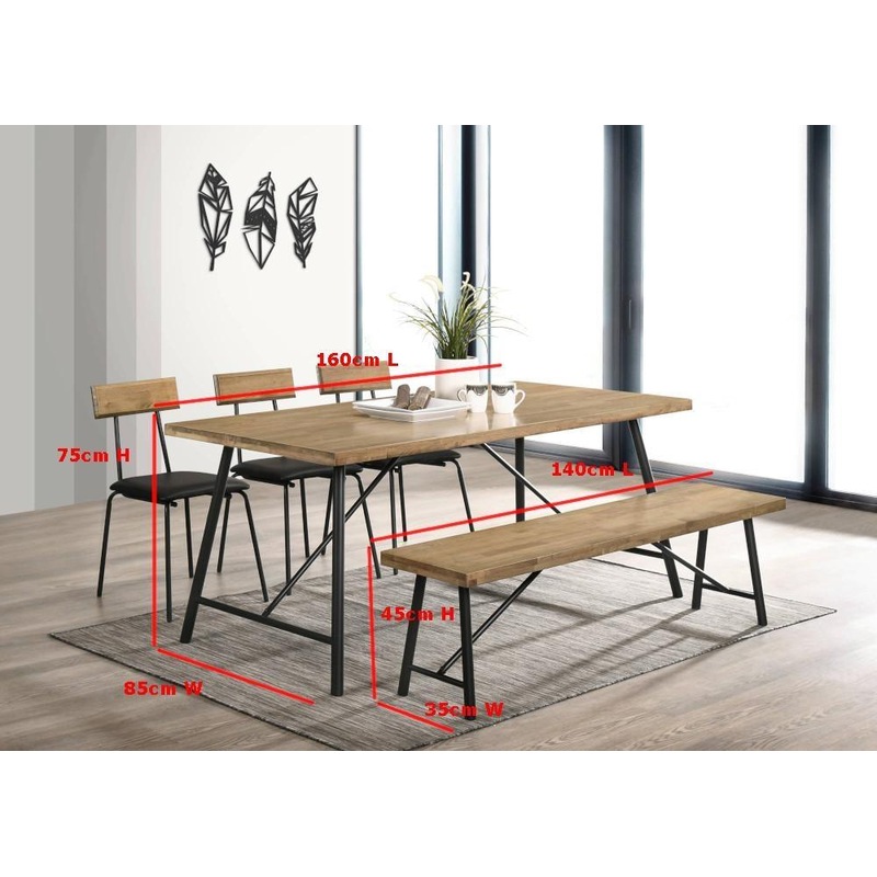 Buy Vegas 6 Seater Dining Set 1.6m Rectangular Dining Table & 1 Benches ...