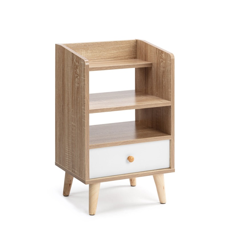 Buy Vivian Scandinavian Open Shelf Nightstand Bedside Table W/ 1Drawer