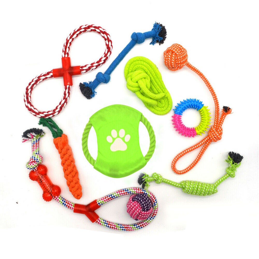 Ozoffer 10 PCS Durable Cotton Rope Pet Dog Toys Puppy Pull Teeth Chew Bite Toy Tough AU