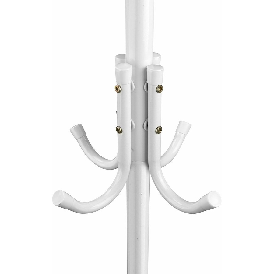 12 Hook Coat Hanger Stand 3-Tier Hat Clothes Rack Metal Tree Style Storage White