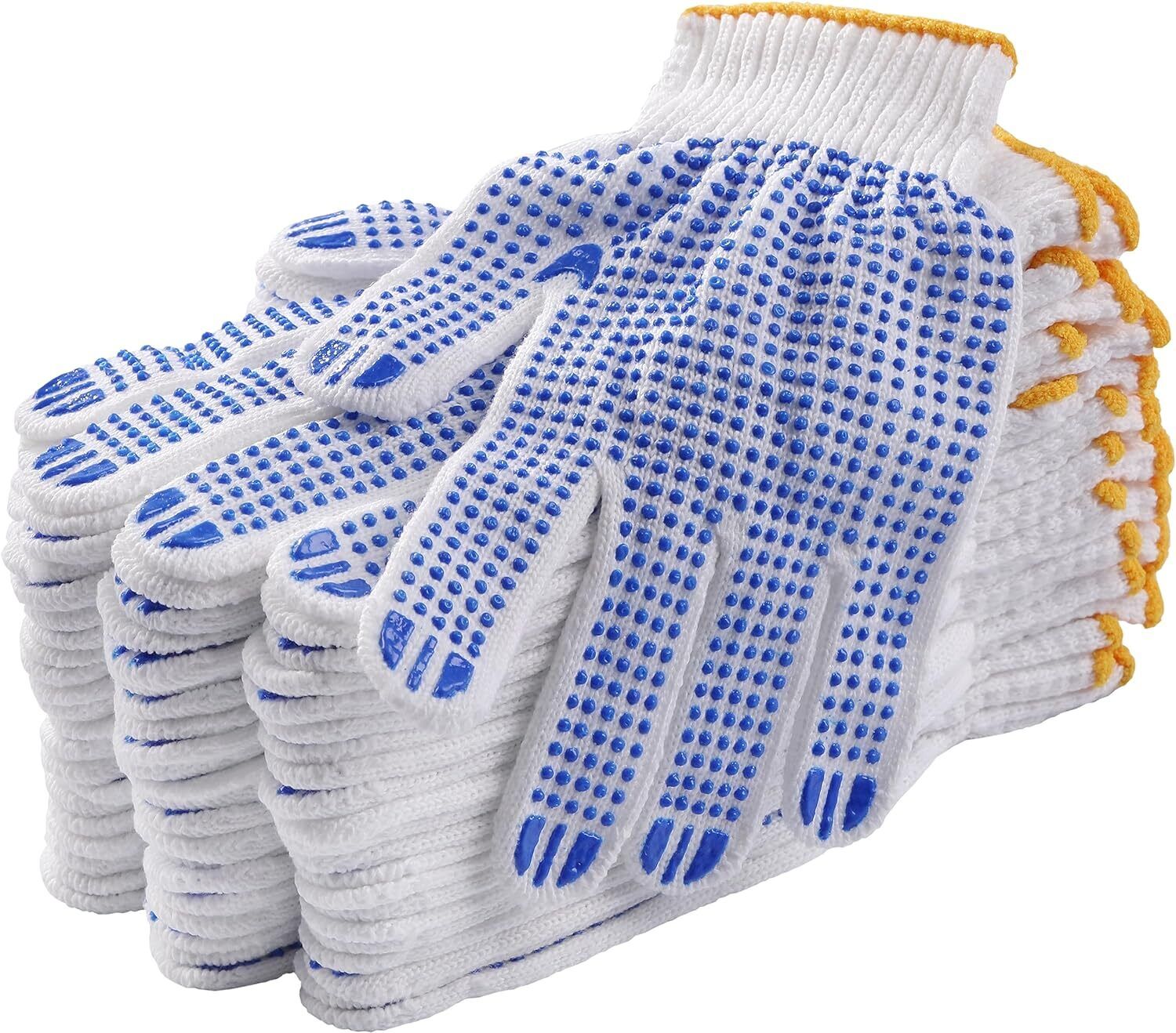 12Pcs Work Safe Cotton Gloves Knitted Labor Garden Hand Protect Skid proof Unbranded