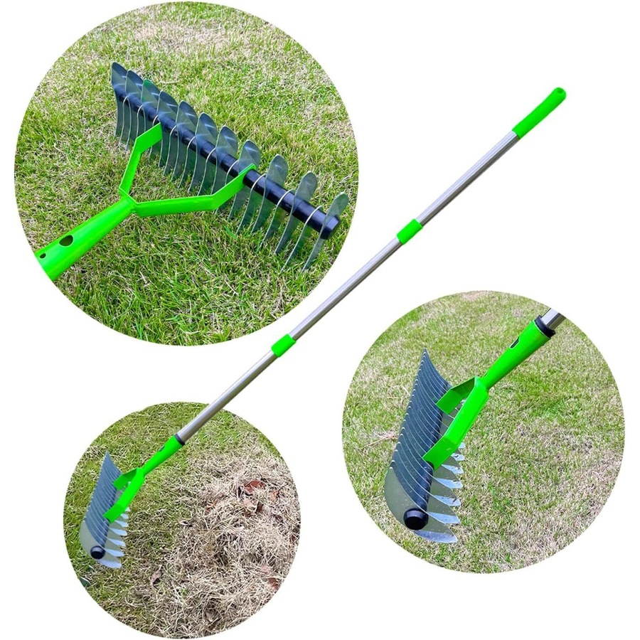 Buy 15-Inch Curved Teeth Thatch Rake Lawn Dethatcher Rake For Cleaning ...