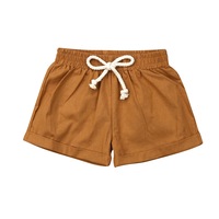 Elastic waist drawstring shorts cotton linen shorts boys and girls