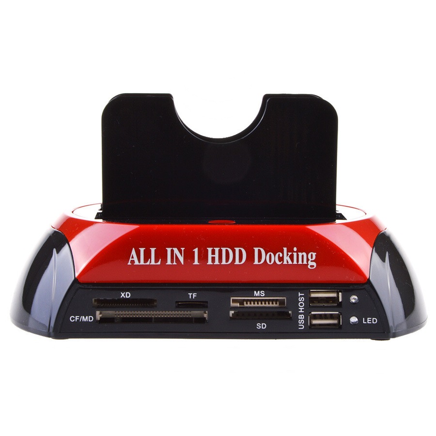 HDD Docking Station Dual 2.5" 3.5" SATA IDE Hard Disk Drive Dock OTB Card Reader