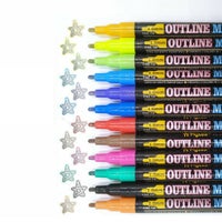 21pcs Colored Outline Markers Set, Metallic Pens, Dual Line Magic